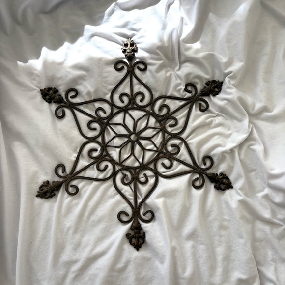 Vintage wrought iron wall hanging home decor filigree snowflake mandala indie - Picture 2 of 2